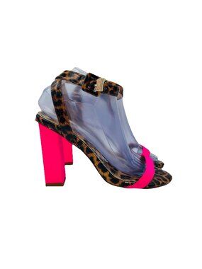 Azalea Wang Shoes Womens Size 10 Leopard Print High Heels Ankle Strap Sandals